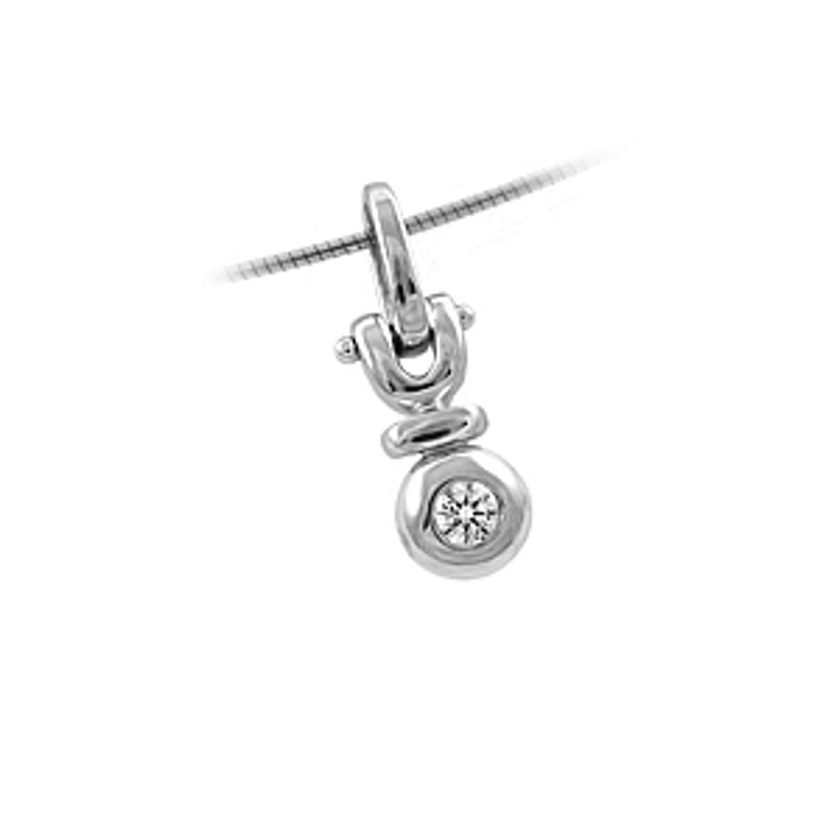 DP3547Diamond rubover set pendantPictured item: 0.10ct brilliant cut diamond set in 18k white gold