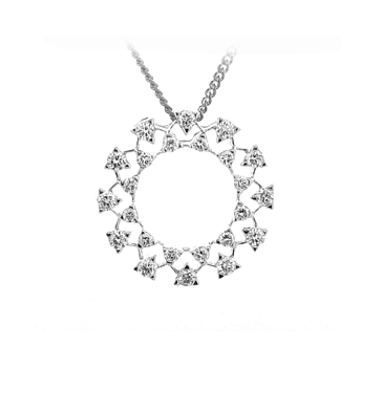 18k White Gold Brilliant Cut Diamond Circle Pendant On 18k White Gold 18”Chain
Total Diamond Weight 0.82cts Brilliant CutMetal
 18k White Gold Pendant length  2cmPendant width  2cm