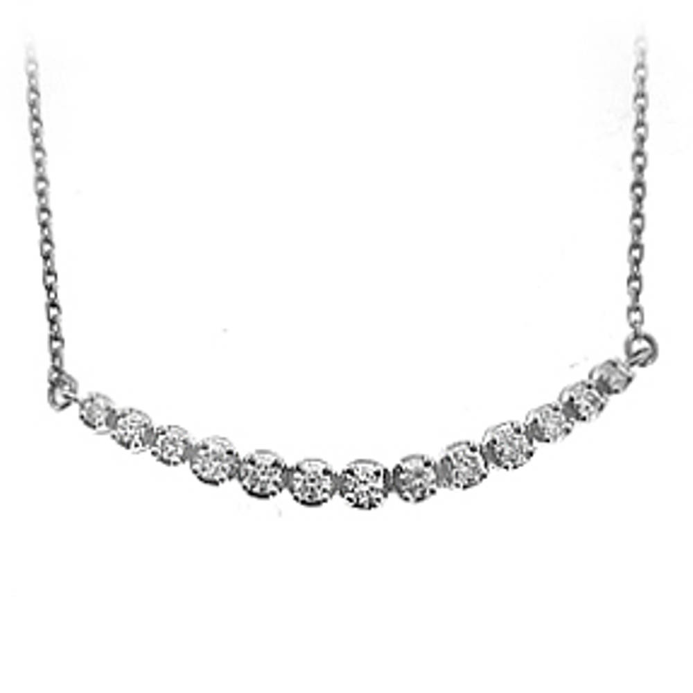 18k white gold brilliant cut diamond necklace
DETAILS
Carat: total diamond weight 0.60cts
 Pendant length 4cm Pendant width 0.8cm Drop 19cm