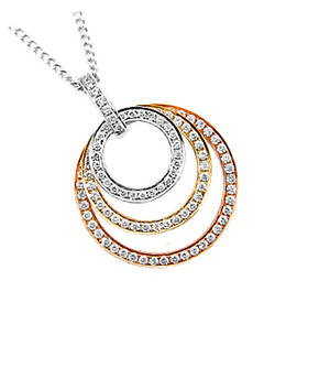 18 carat red/yellow/white gold pendant with 0.67cts diamonds