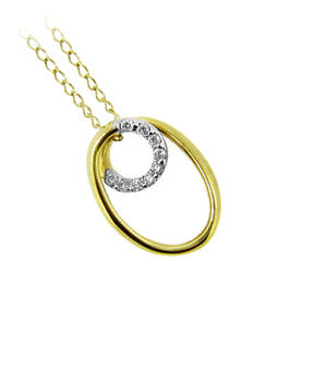 pendant on 9 carat yellow gold 18\"chain with 0.18cts diamonds 9N032/18\" 1.2gr