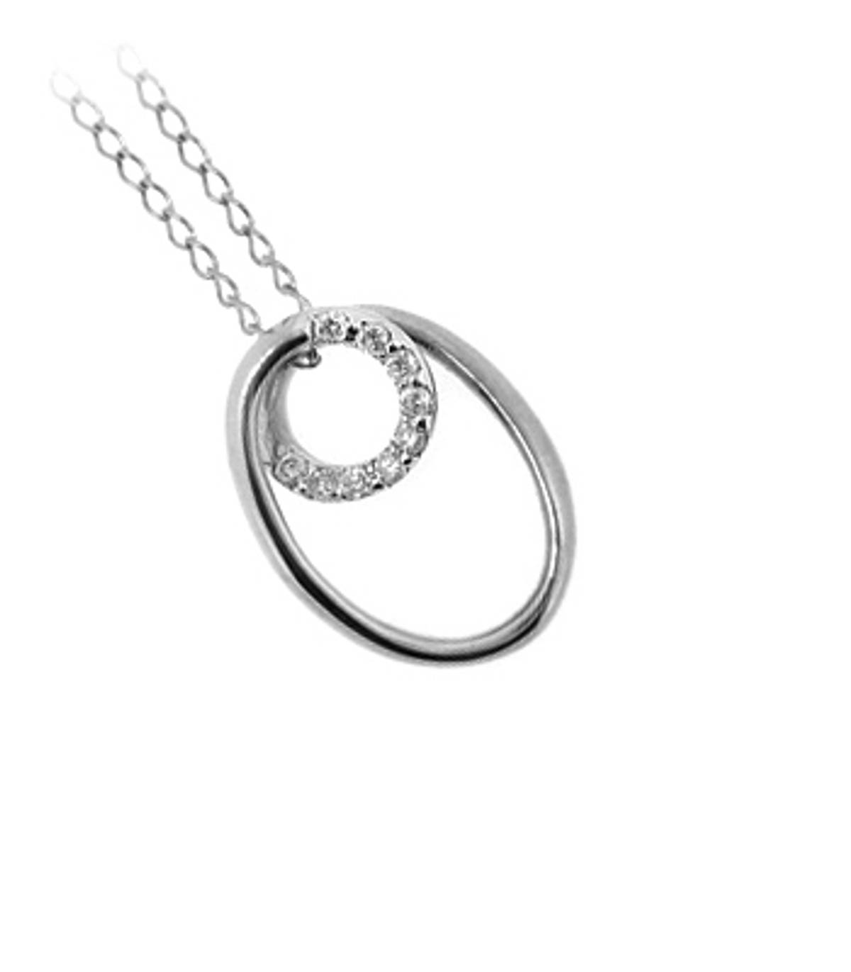 9 carat 18\" white gold chain pendant with 0.18cts diamonds 9C504 18\" 2.6gr