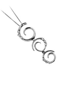 9 carat white gold pendant with 0.13cts diamonds on 18\" chain