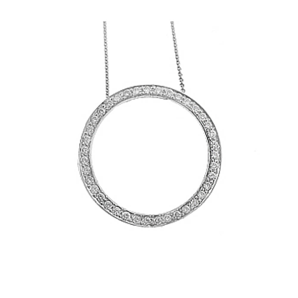  18k White Gold Brilliant Cut Diamond Circle Pendant On 18k White Gold 18” Chain
Total Diamond Weight 0.31cts 
Pendant length 2.1cmPendant width 2.1cm
