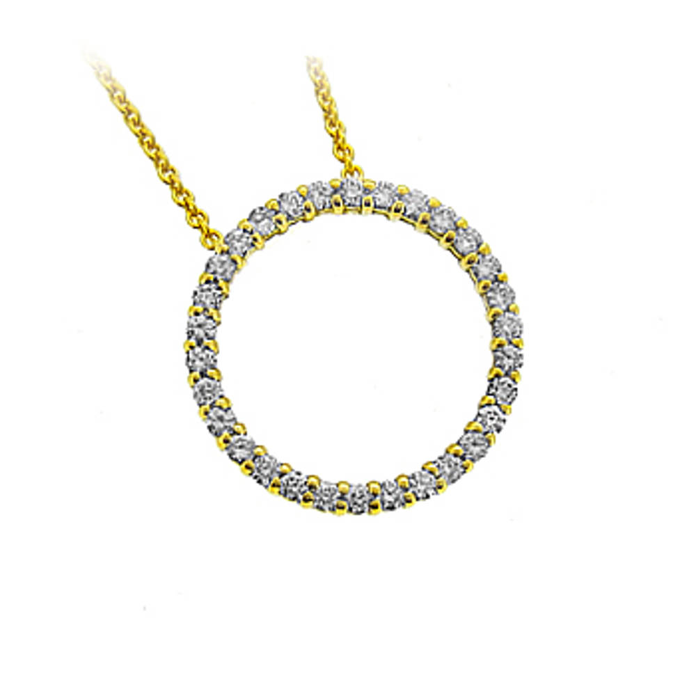 18k Yellow Gold Brilliant Cut Diamond Circle Pendant On 18k Yellow Gold 18” Chain
Total Diamond Weight 0.37cts
Metal: 18k Yellow Gold
Pendant length 1.6cmPendant width 1.6cm