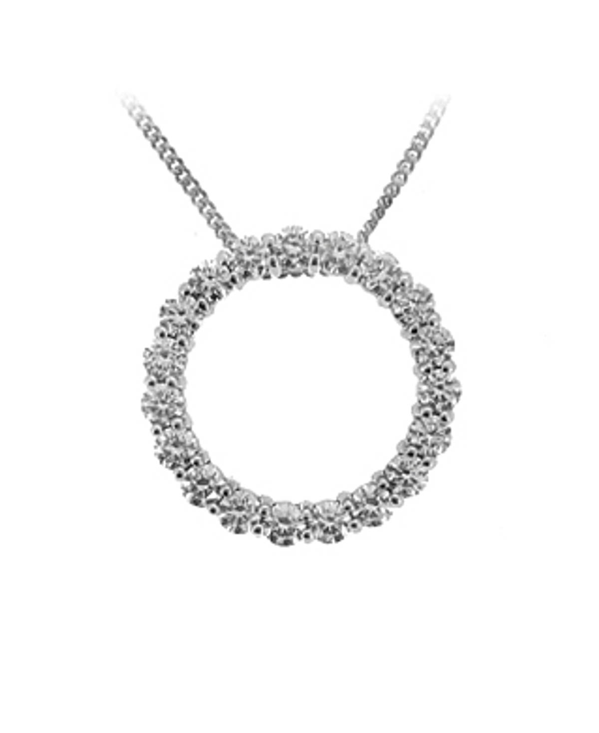 18k White Gold Brilliant Cut Diamond Circle Pendant On 18k White Gold 18” Chain
Total diamond weight 1.81cts 
Pendant length 2.1cmPendant width 2.1cm