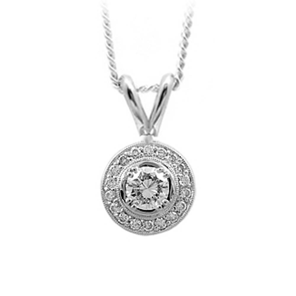 18k White Gold Brilliant Cut Diamond Cluster Pendant On 18k White Gold 18” Chain
Total Diamond Weight 0.54cts
 18k White Gold Pendant Length 1.9cmPendant width 1.1cm