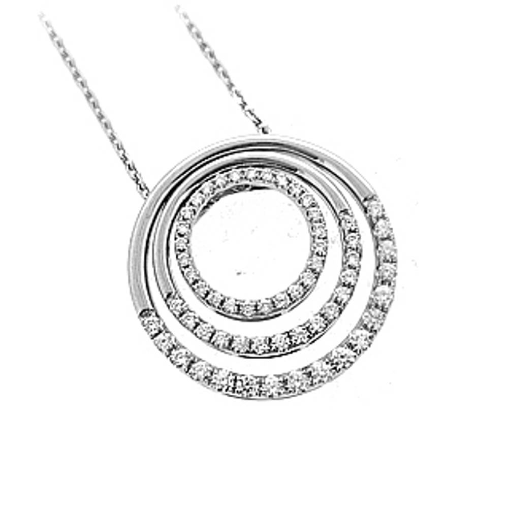 18k white gold brilliant cut diamond circle pendant on 18k white gold 18” chainDETAILSCarat: total diamond weight 0.73ctsMetal: 18k white gold Made in Ireland