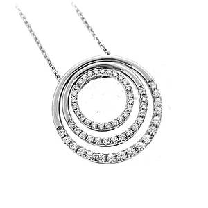 Diamond 3 Row Circle Pendant