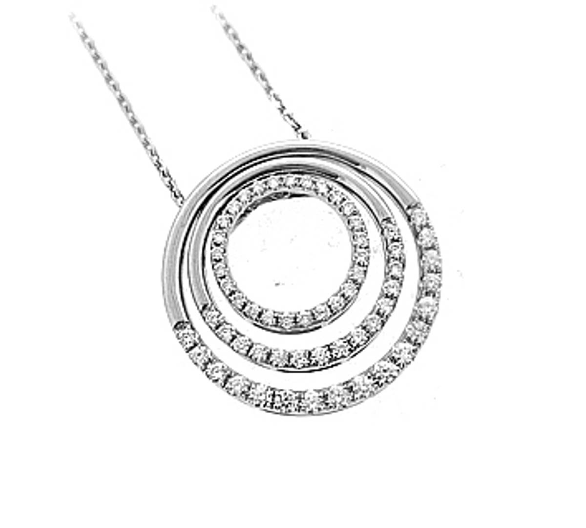 18k white gold brilliant cut diamond circle pendant on 18k white gold 18” chainDETAILSCarat: total diamond weight 0.73ctsMetal: 18k white gold Made in Ireland