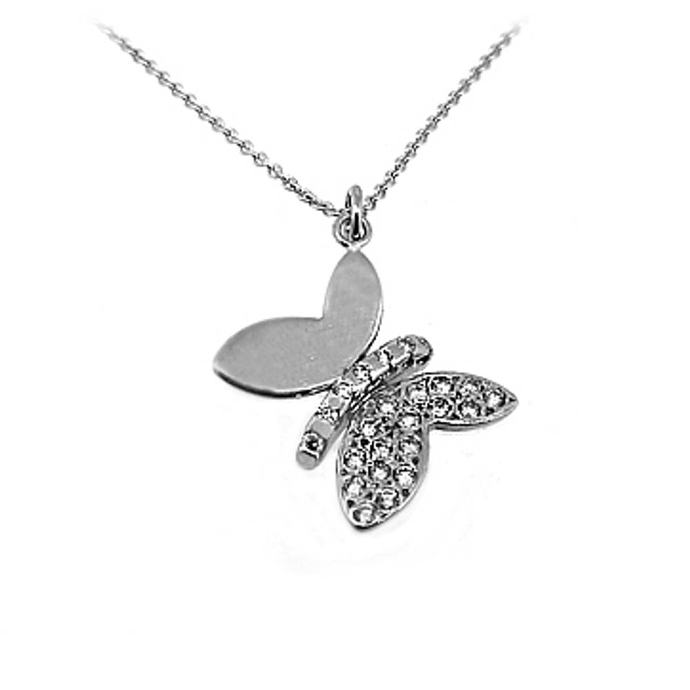 18k white gold brilliant cut diamond butterfly pendant on 18k white gold 18” chainDETAILStotal diamonds 0.20cts