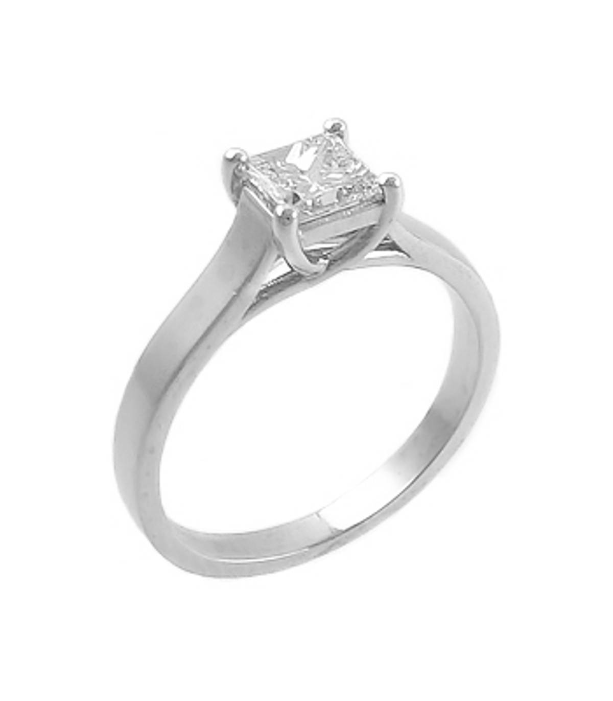 Irish made&nbsp;princess cut 0.50ct diamond solitaire ring set in platinum