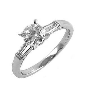 0.66 ct diamond/0.14 baguette diamond engagement ring