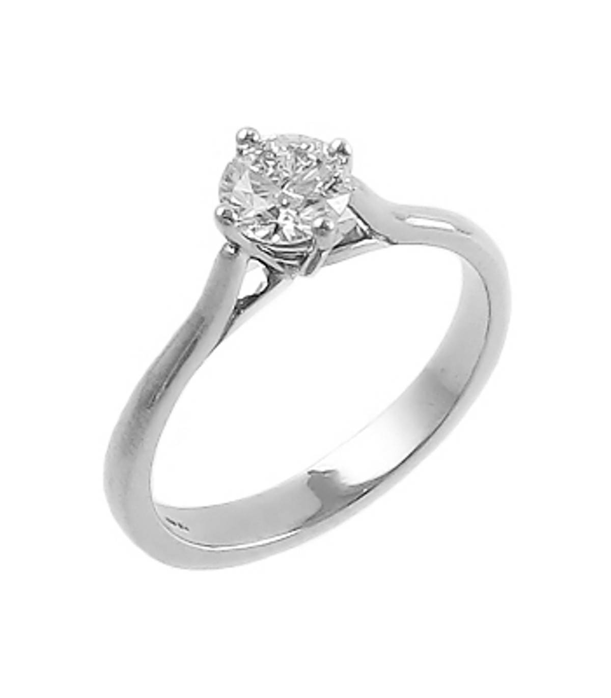 Irish made&nbsp;0.62ct brilliant cut diamond 4-claw set engagement ring set in 18ct white gold