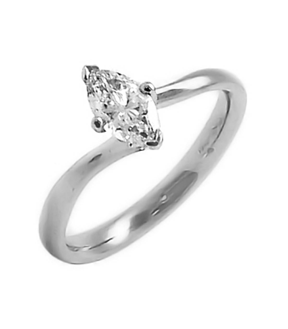 Irish made&nbsp;0.38ct marquise diamond solitaire engagement ring set in platinum