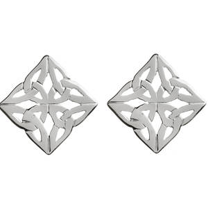 Silver Open Square Celtic Earrings