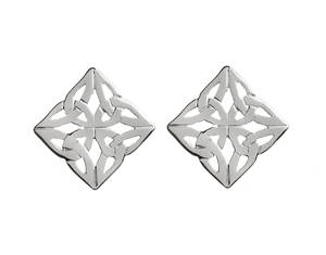 Silver Open Square Celtic Earrings