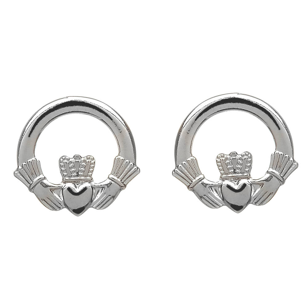 Silver Claddagh Stud Earrings 12mm