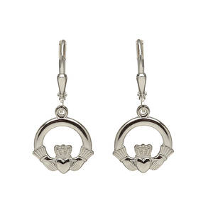 Silver Claddagh Drop Earrings On Hook 