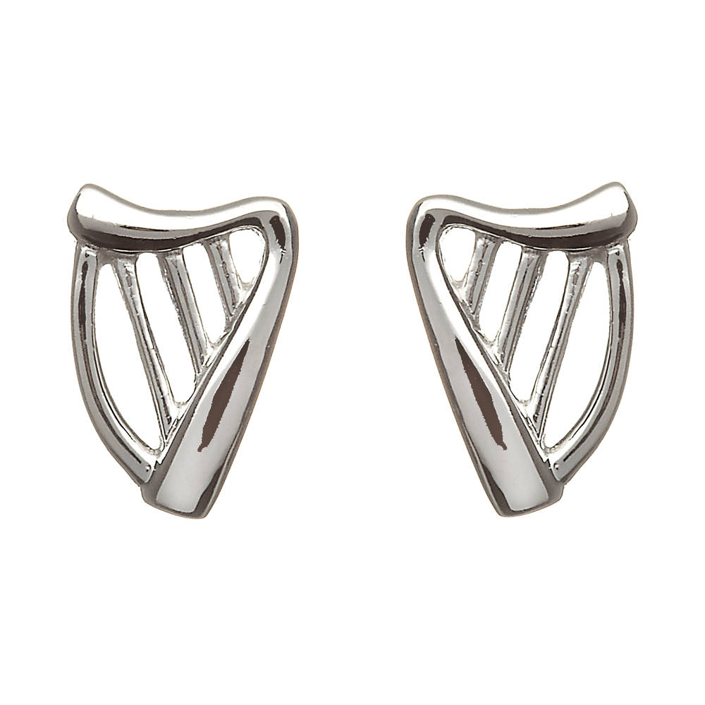 Silver Harp Stud Earrings
