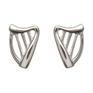 Silver Harp Stud Earrings