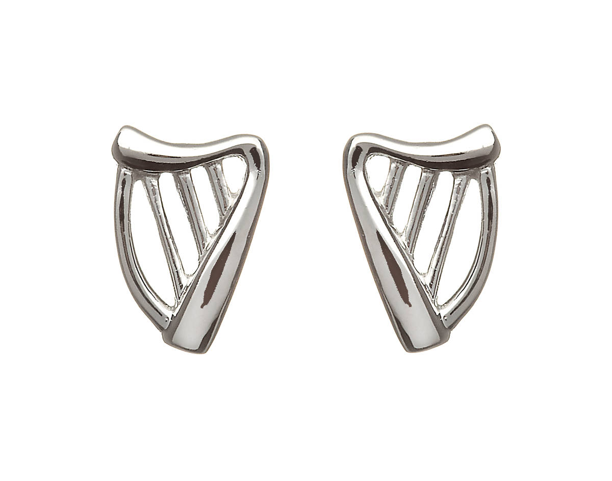 Silver Harp Stud Earrings
