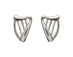 Silver Harp Stud Earrings