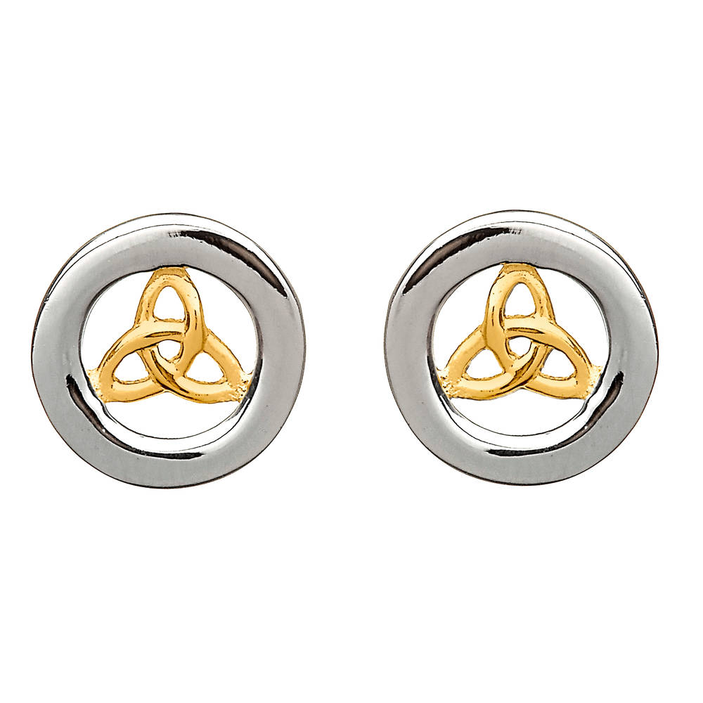 Silver Circle With Gp Trinity Knot Centre Stud Earrings