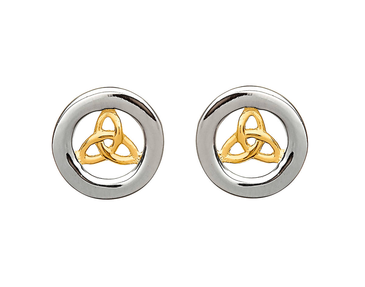 Silver Circle With Gp Trinity Knot Centre Stud Earrings