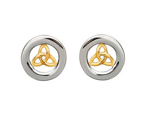 Silver Circle Trinity Knot  Earrings