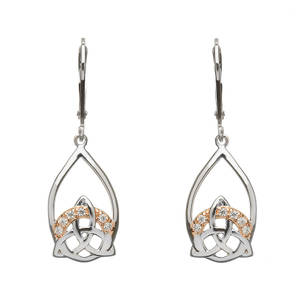 Silver Trinity Drop Earrings With Cz 