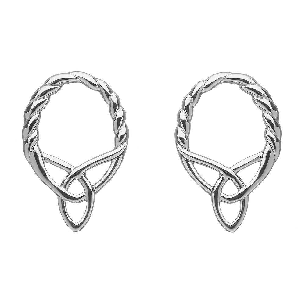 Silver Trinity Knot Twist Wire Stud Earrings