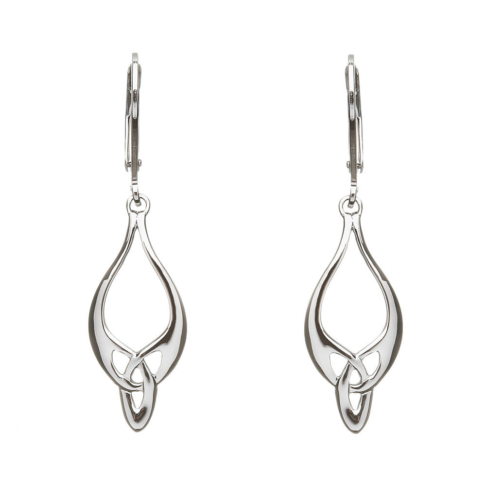 Silver Trinity Knot Drop Earrings