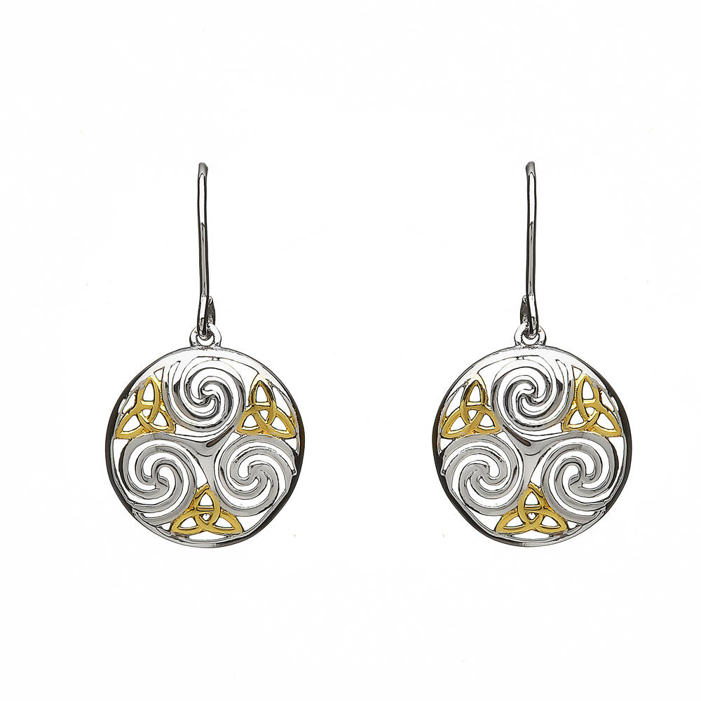 Silver Celtic Round Drop Earrings Gp Trinity Knots