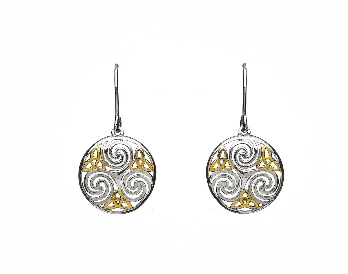 Silver Celtic Round Drop Earrings Gp Trinity Knots