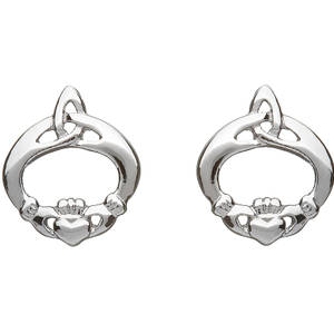 Silver Claddagh Celtic Knot Earrings