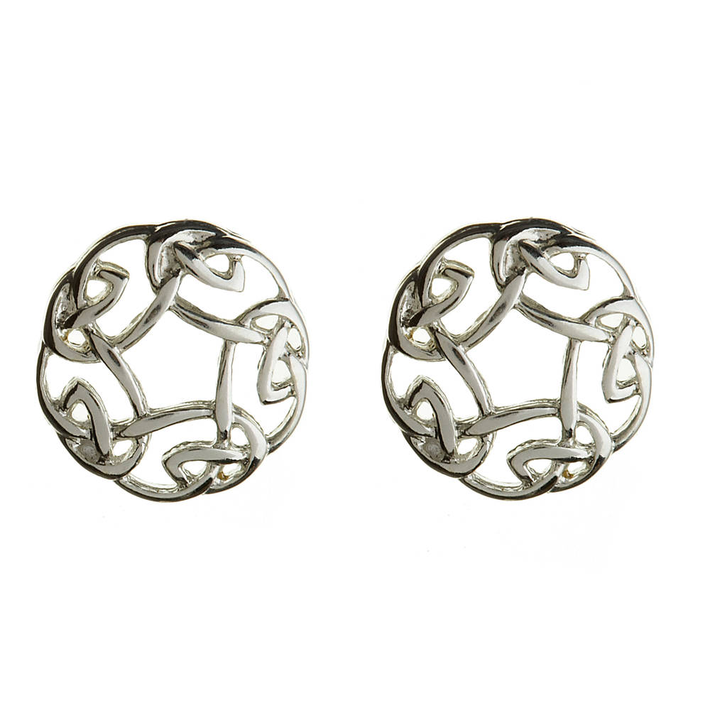 Silver Classic Newgrange Spiral Design Earrings 10mx9m