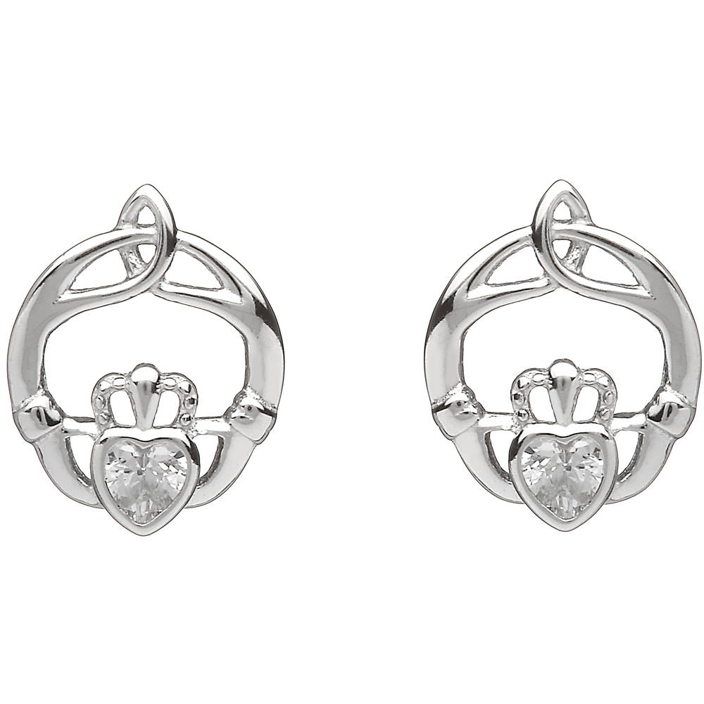 Silver Birthstone Stud Earrings Cz