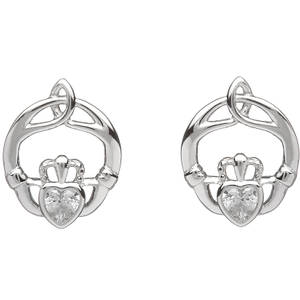 Silver Birthstone Stud Earrings Cz