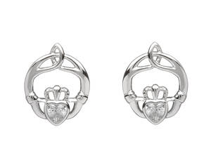Silver Birthstone Stud Earrings Cz