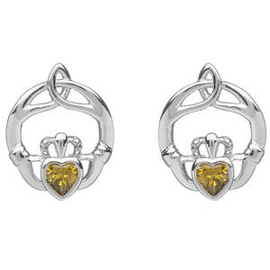 Silver Birthstone Stud Earrings Peridot