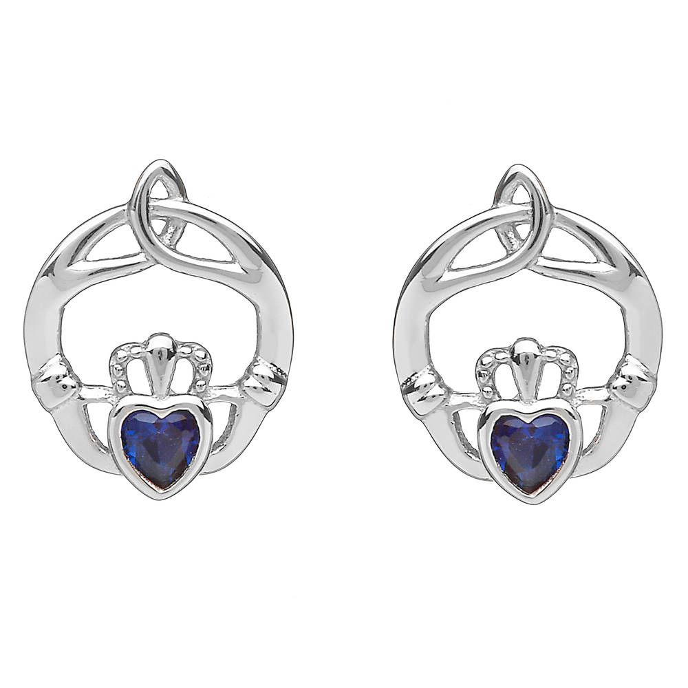 Silver Birthstone Stud Earrings Sapphire
