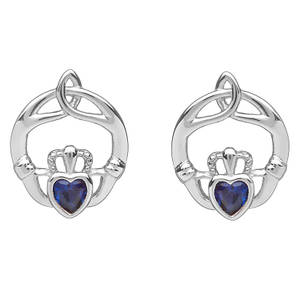 Silver Birthstone Stud Earrings Sapphire