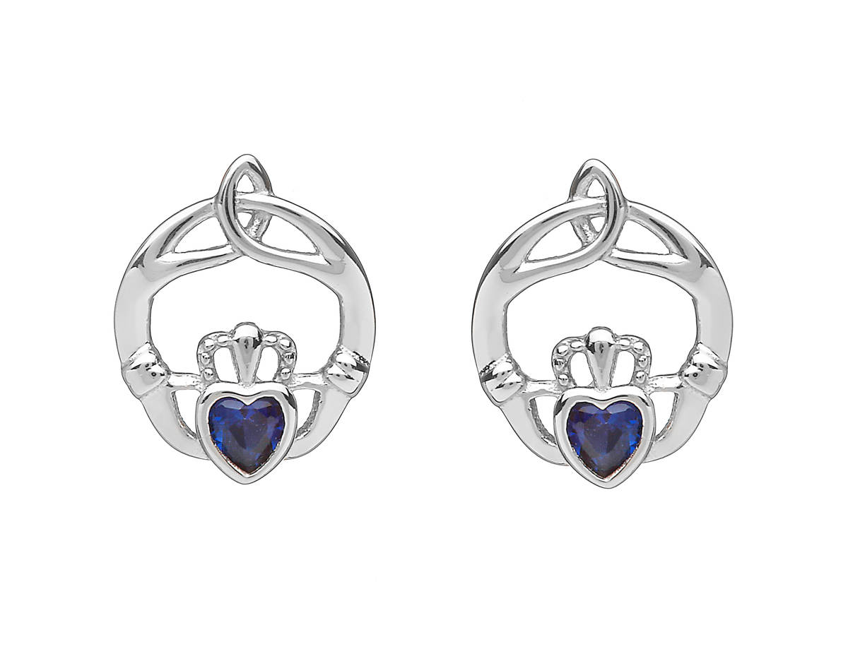 Silver Birthstone Stud Earrings Sapphire
