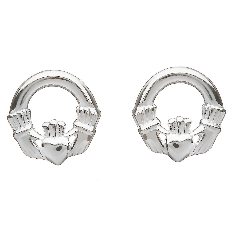 Silver Claddagh Stud Earrings