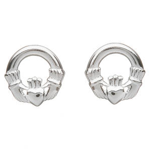 Silver Claddagh Stud Earrings