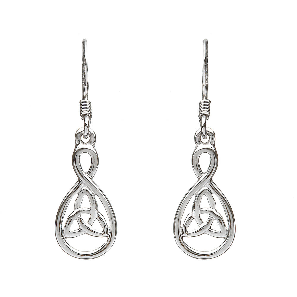 Sil Trinity Knot Tear Drop Style Drop Earrings