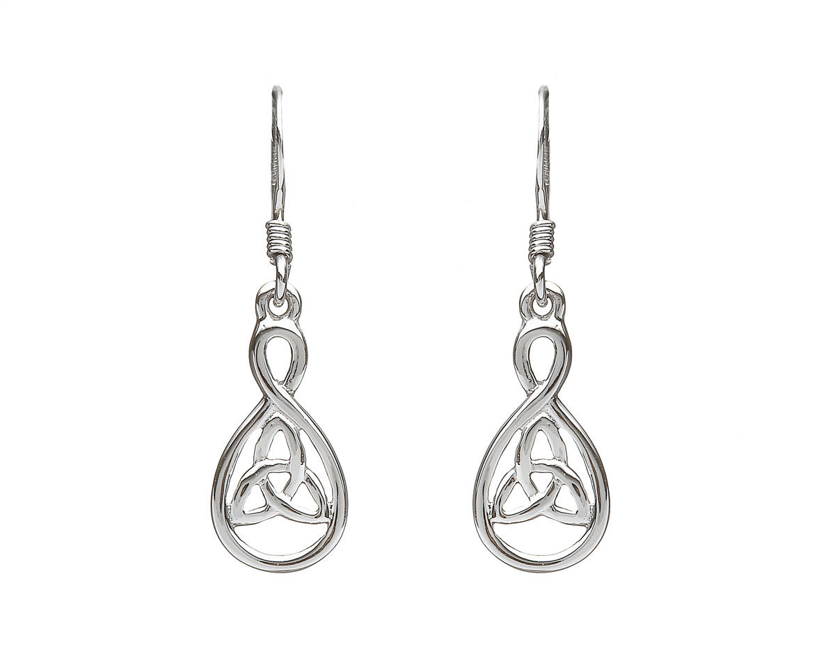 Sil Trinity Knot Tear Drop Style Drop Earrings