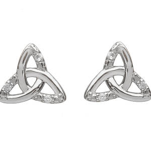 Silver Part Cz Trinity Knot  Earrings
