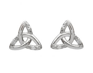 Silver Part Cz Trinity Knot  Earrings